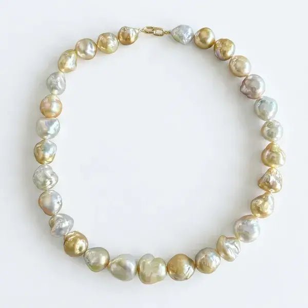 11 - 17mm Golden South Sea Pearl Baroque Necklace Elegant Strands by Marina Korneev