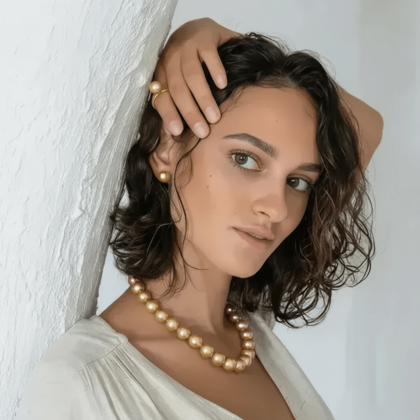 12 - 16mm Golden South Sea Pearl Necklace Elegant Strands by Marina Korneev