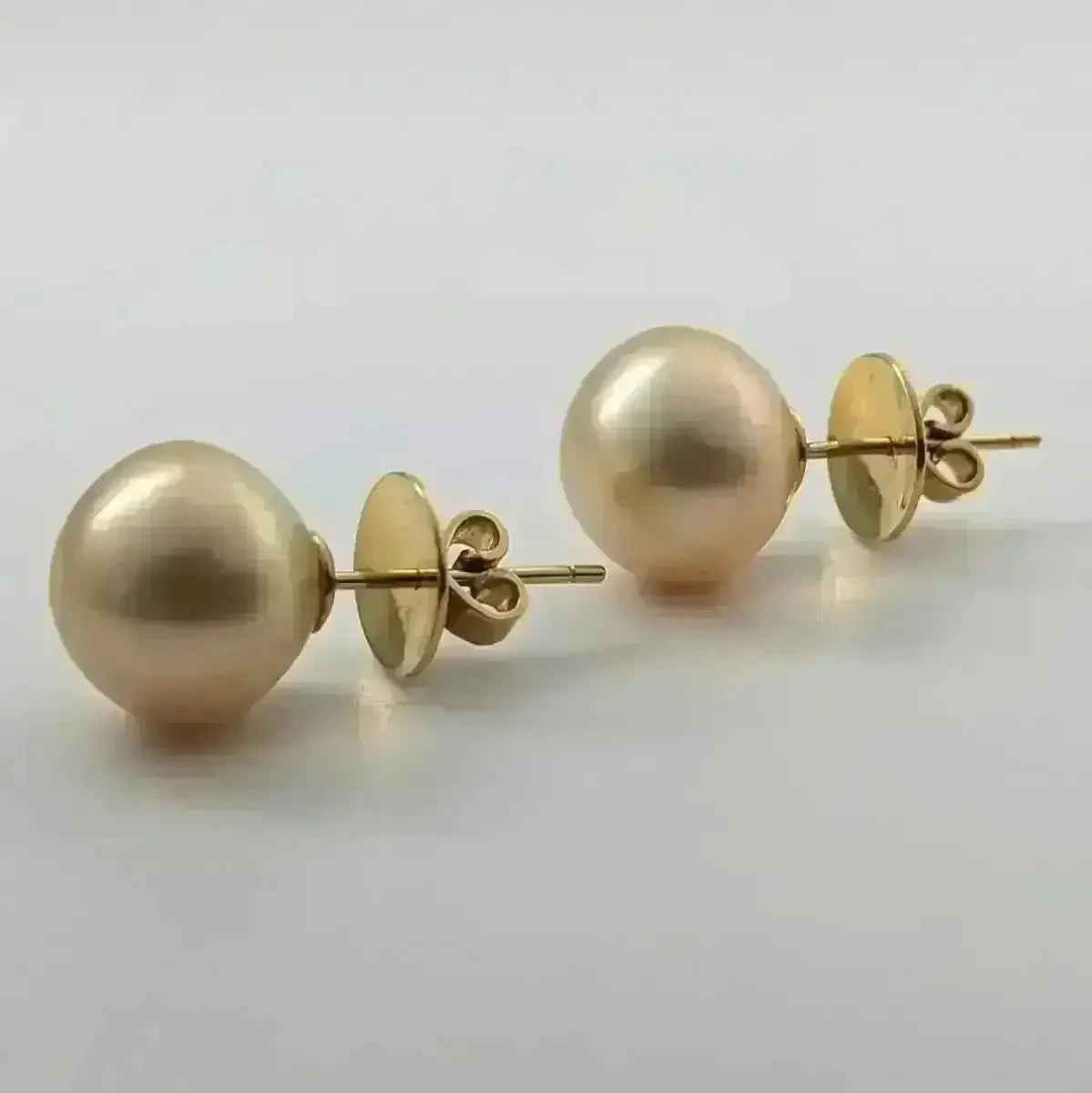 13 - 14mm Golden South Sea Pearl Stud Earrings - Marina Korneev