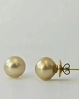 13 - 14mm Golden South Sea Pearl Stud Earrings - Marina Korneev