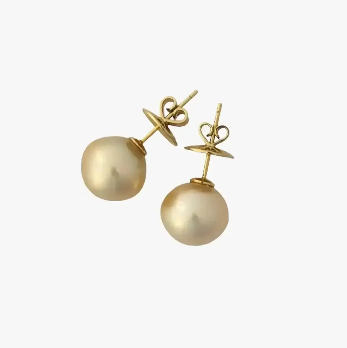13 - 14mm Golden South Sea Pearl Stud Earrings - Marina Korneev