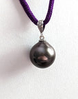 13-14mm Tahitian Pearl Pendant with 14K White Gold/Diamond  Bail Marina Pearls