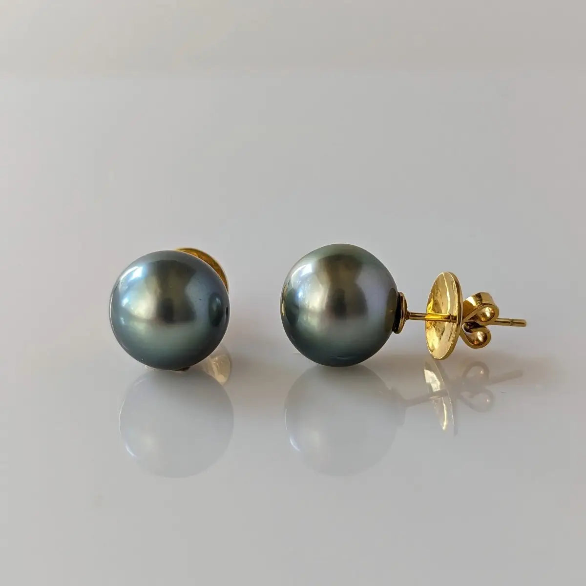 13-14mm Tahitian Pearl Stud Earrings - Marina Korneev Fine Pearls