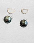 14-15mm Tahitian Pearl 18K WG Diamond Dangling Lever-Back Earrings - Marina Pearls