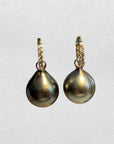 14-15mm Tahitian Pearl 18K WG Diamond Dangling Lever-Back Earrings - Marina Pearls