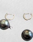 14-15mm Tahitian Pearl 18K WG Diamond Dangling Lever-Back Earrings - Marina Pearls