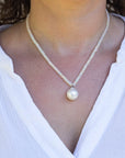 14-15mm White South Sea Pearl and Opal Necklace - Marina Korneev Fine Pearls