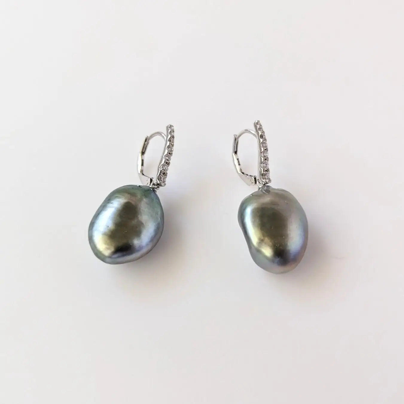 19-20mm Tahitian Keshi Pearl Dangling Lever-Back Earrings - Marina Korneev Fine Pearls