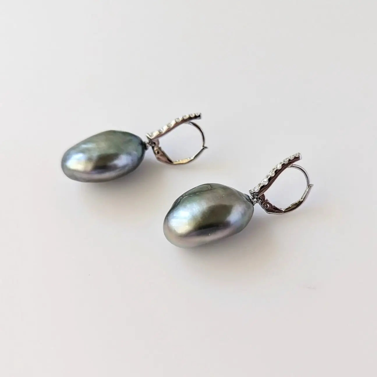 19-20mm Tahitian Keshi Pearl Dangling Lever-Back Earrings - Marina Korneev Fine Pearls