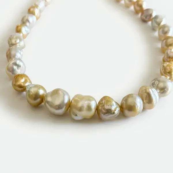 11-17mm Golden South Sea Pearl Baroque Necklace