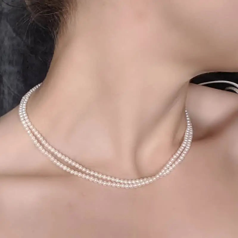 2.0-2.5mm White baby Akoya Long Pearl Necklace Chain Rope - Marina Korneev Fine Pearls