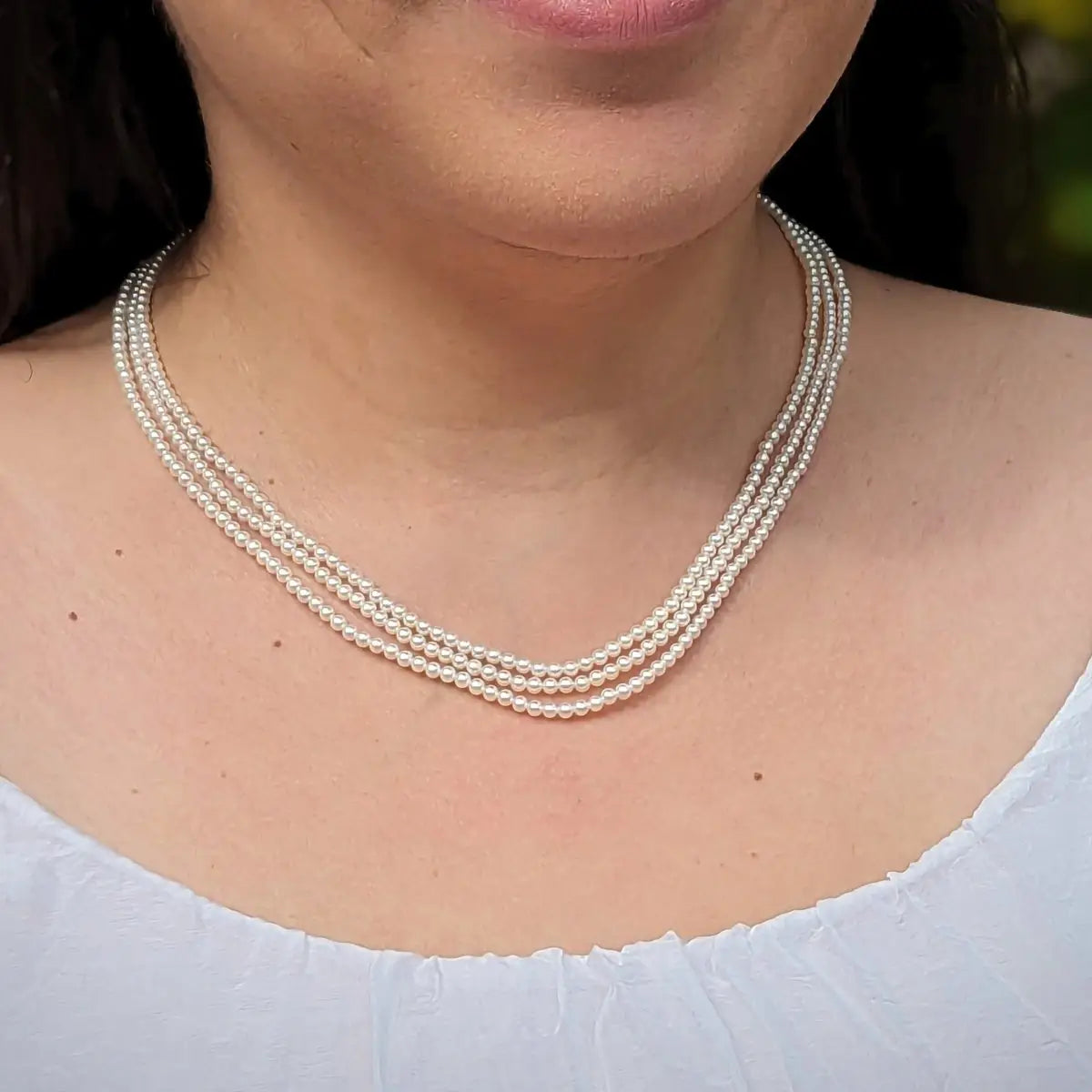 2.5-3.5mm White Baby Akoya Pearl Multistrand Necklace - Marina Korneev Fine Pearls