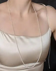 2.5-4.0mm White baby Akoya Long Pearl Necklace Chain Rope - Marina Korneev