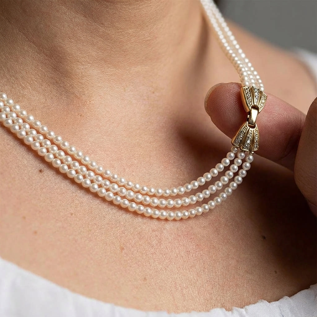 2.5 - 3.5mm White Baby Akoya Pearl Multistrand Necklace Elegant Strands by Marina Korneev
