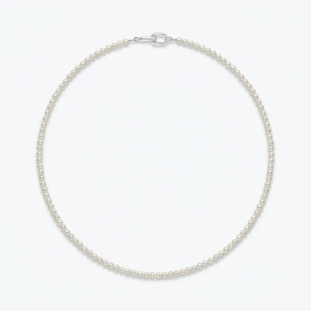 2.5 - 4.0mm White Baby Akoya Pearl Necklace Chain Elegant Necklaces by Marina Korneev
