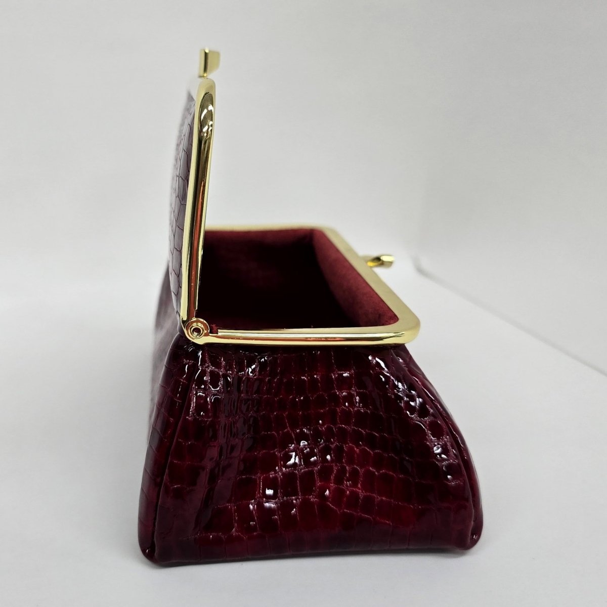 Laquered Red Snake Genuine Leather Travel Bag Elegant Cosmetic Bag by Marina Korneev