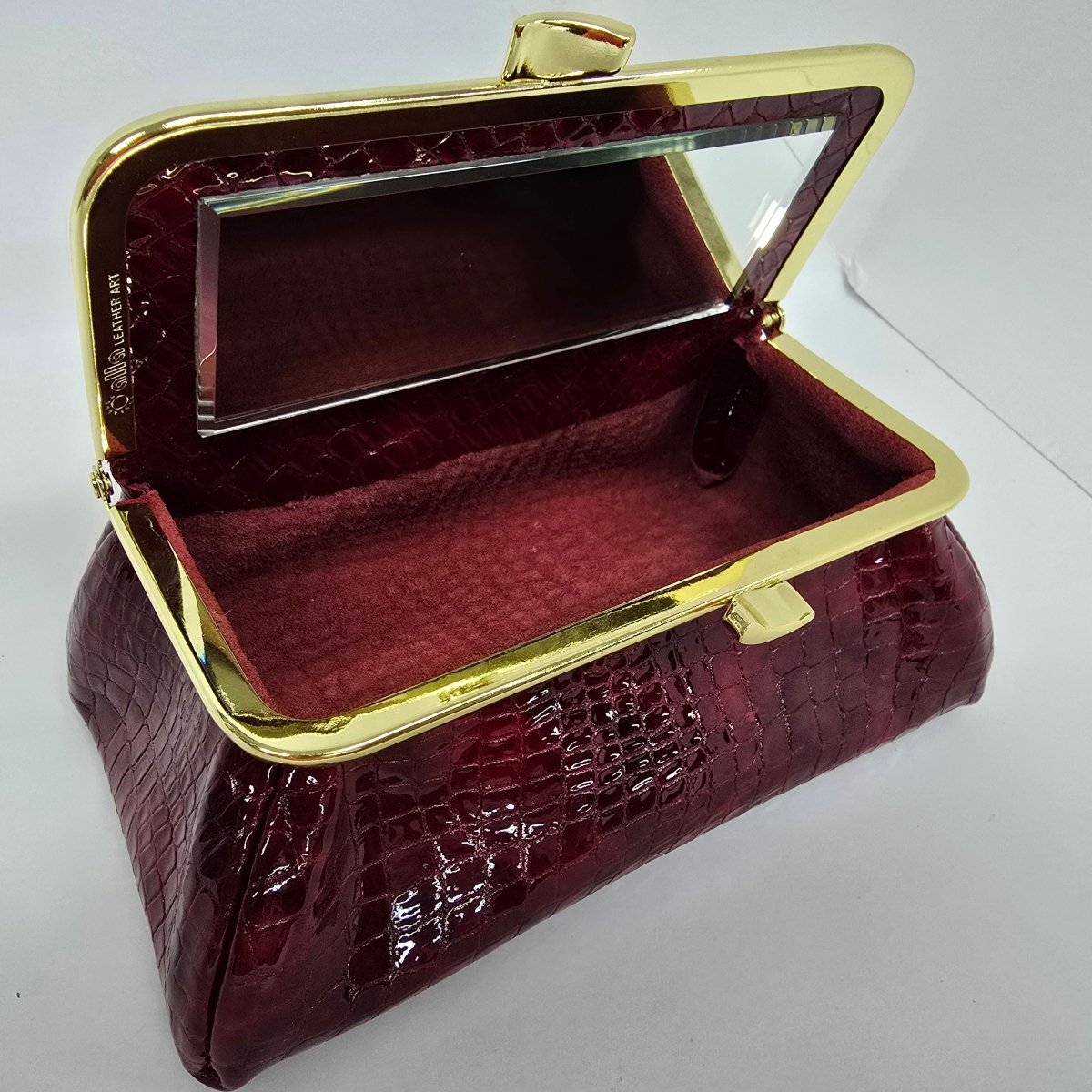 Laquered Red Snake Genuine Leather Travel Bag Elegant Cosmetic Bag by Marina Korneev