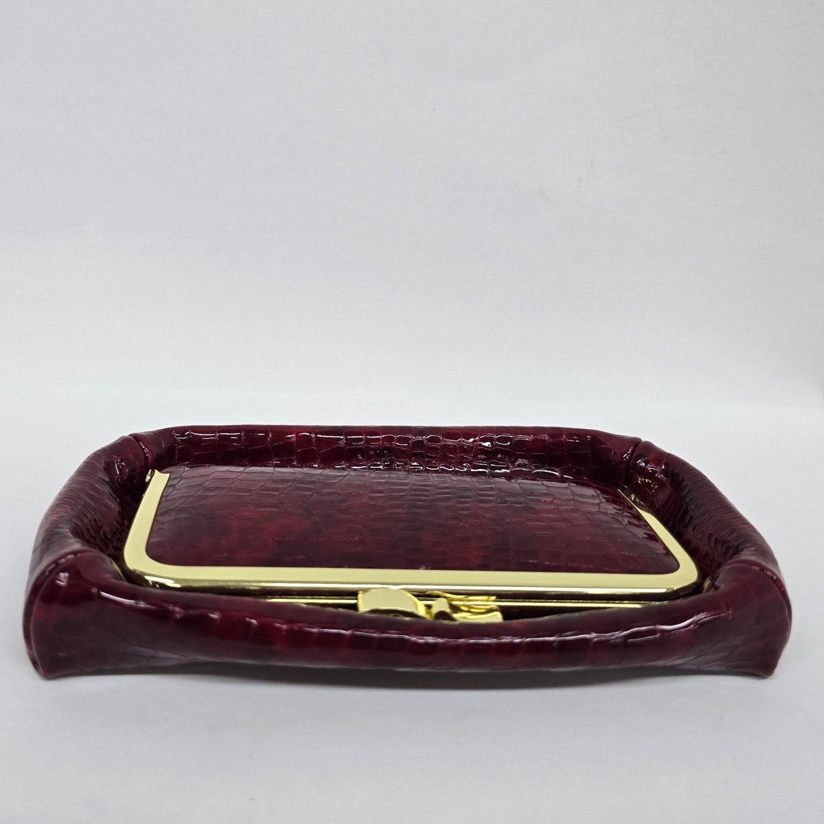 Laquered Red Snake Genuine Leather Travel Bag Elegant Cosmetic Bag by Marina Korneev