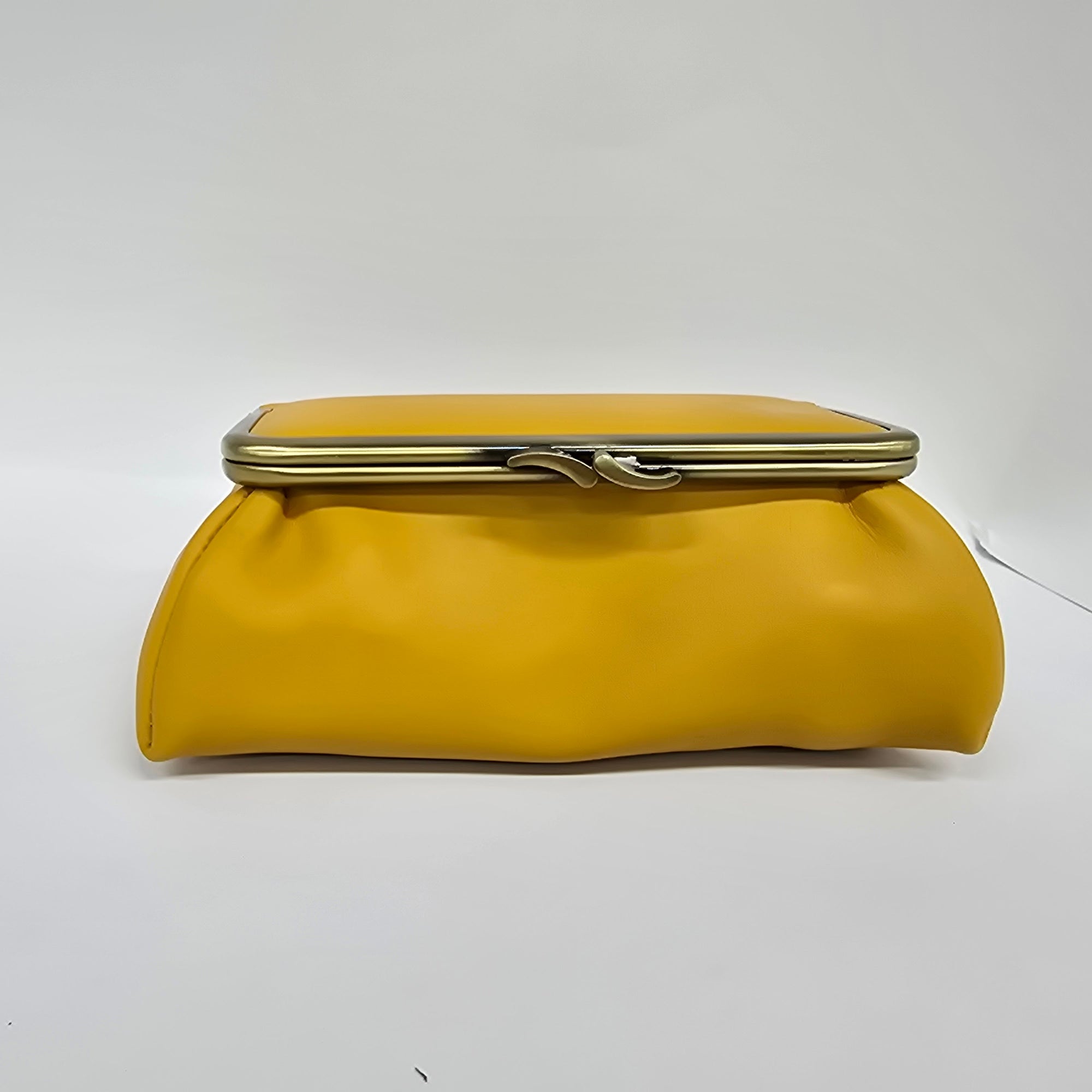 Marigold Yellow Handmade Genuine Leather Travel Bag front view