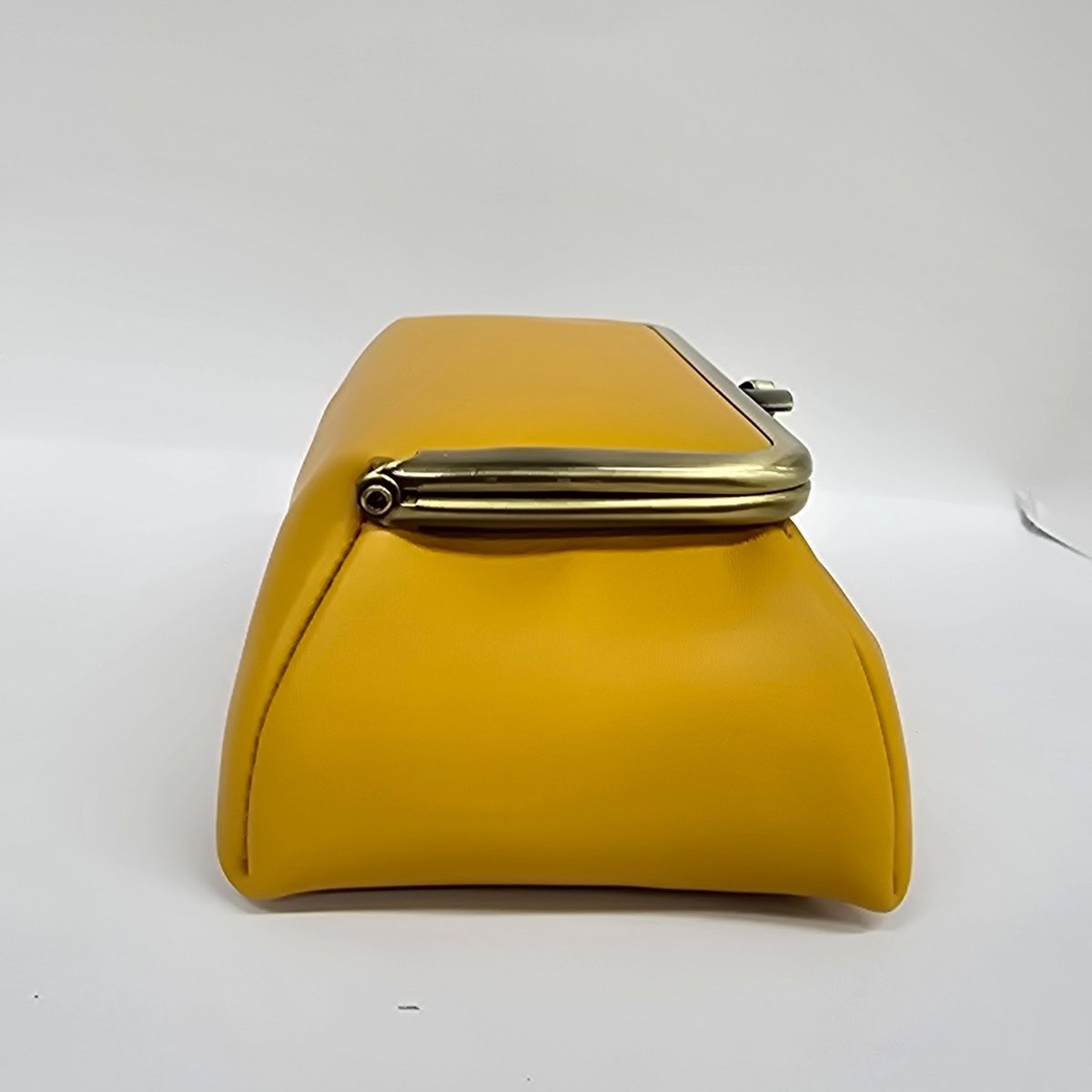 Marigold Yellow Handmade Genuine Leather Travel Bag Elegant Cosmetic Bag by Marina Korneev