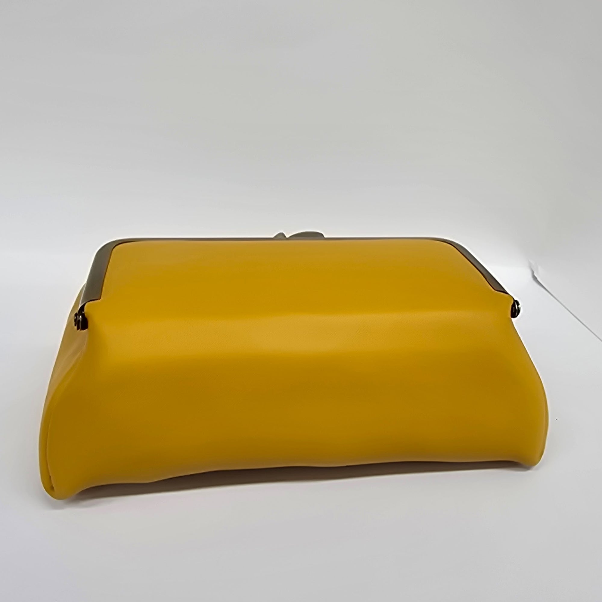 Marigold Yellow Handmade Genuine Leather Travel Bag back view