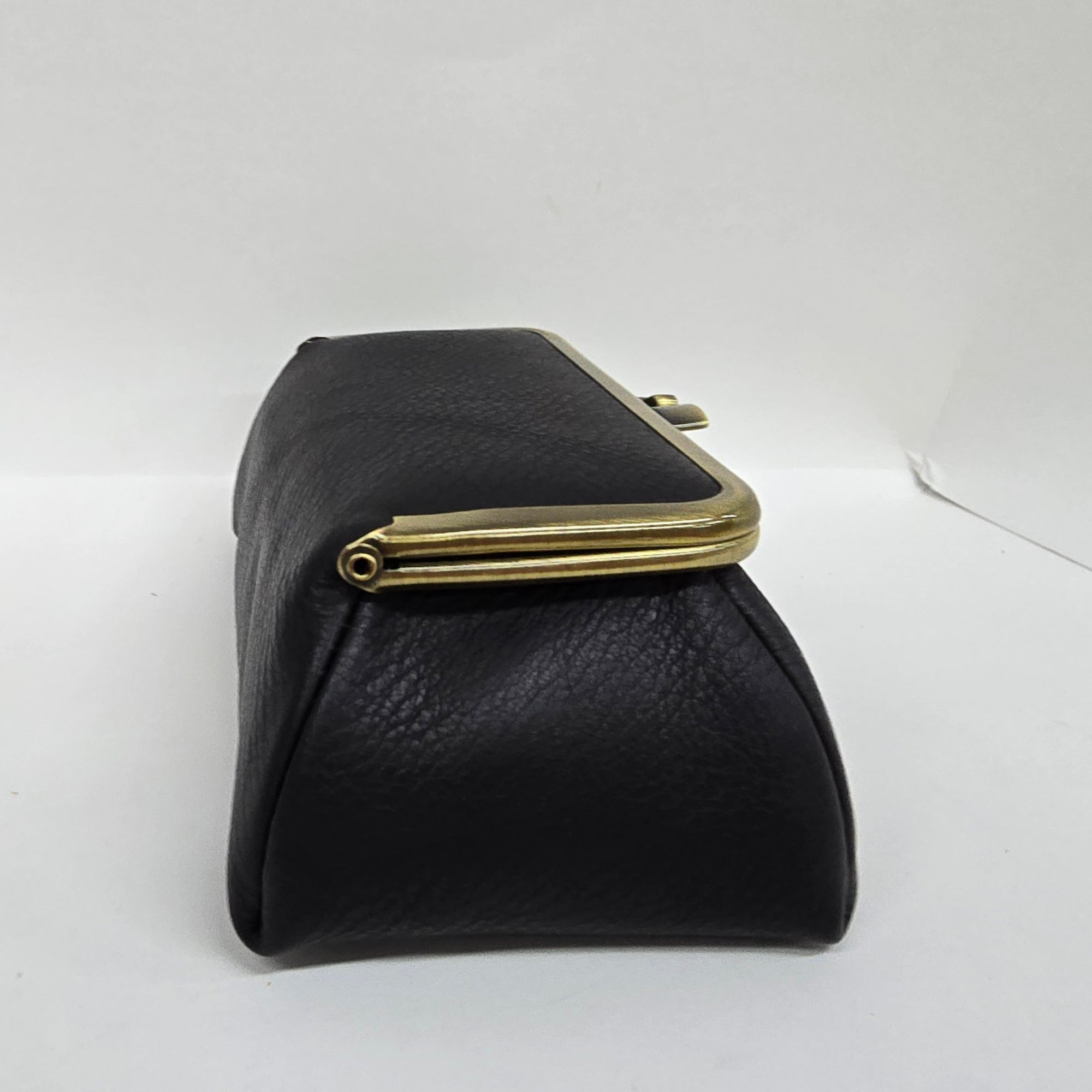Black Handmade Genuine Leather Travel Bag side view