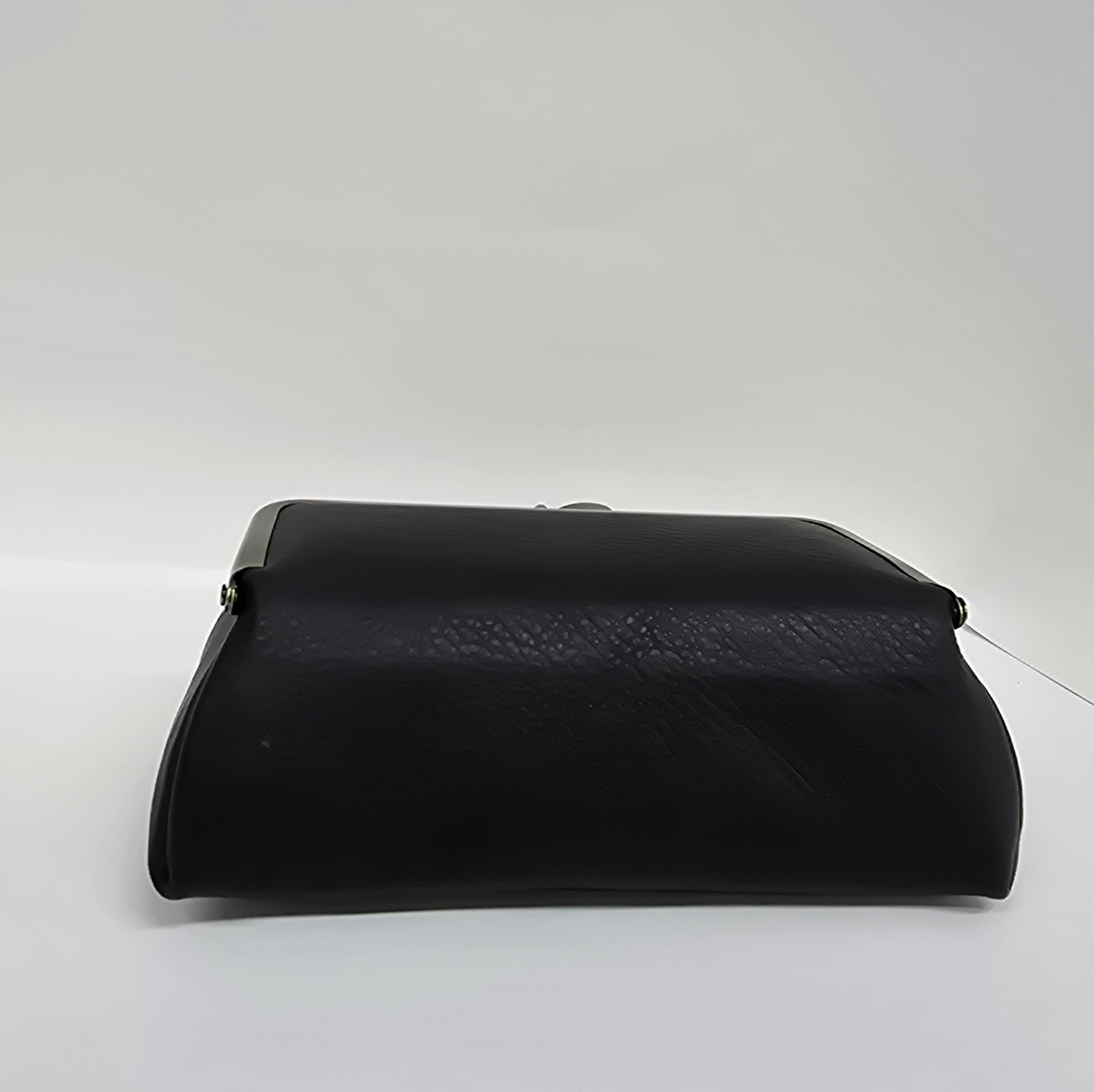 Black Handmade Genuine Leather Travel Bag back view