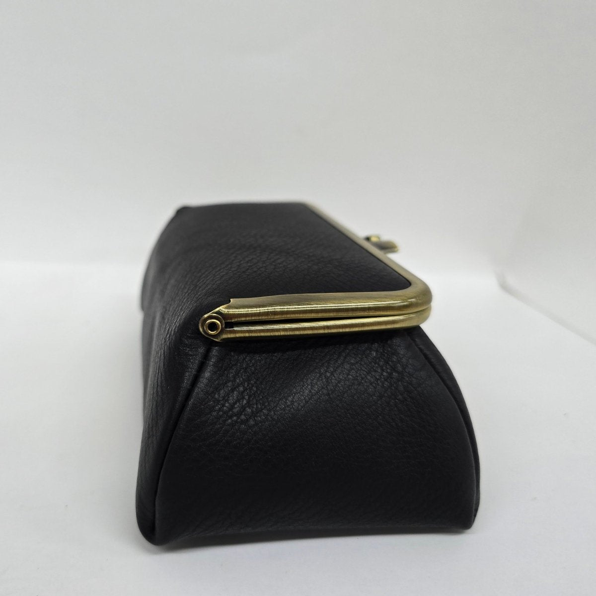 Black Handmade Genuine Leather Travel Bag Elegant Cosmetic Bag by Marina Korneev