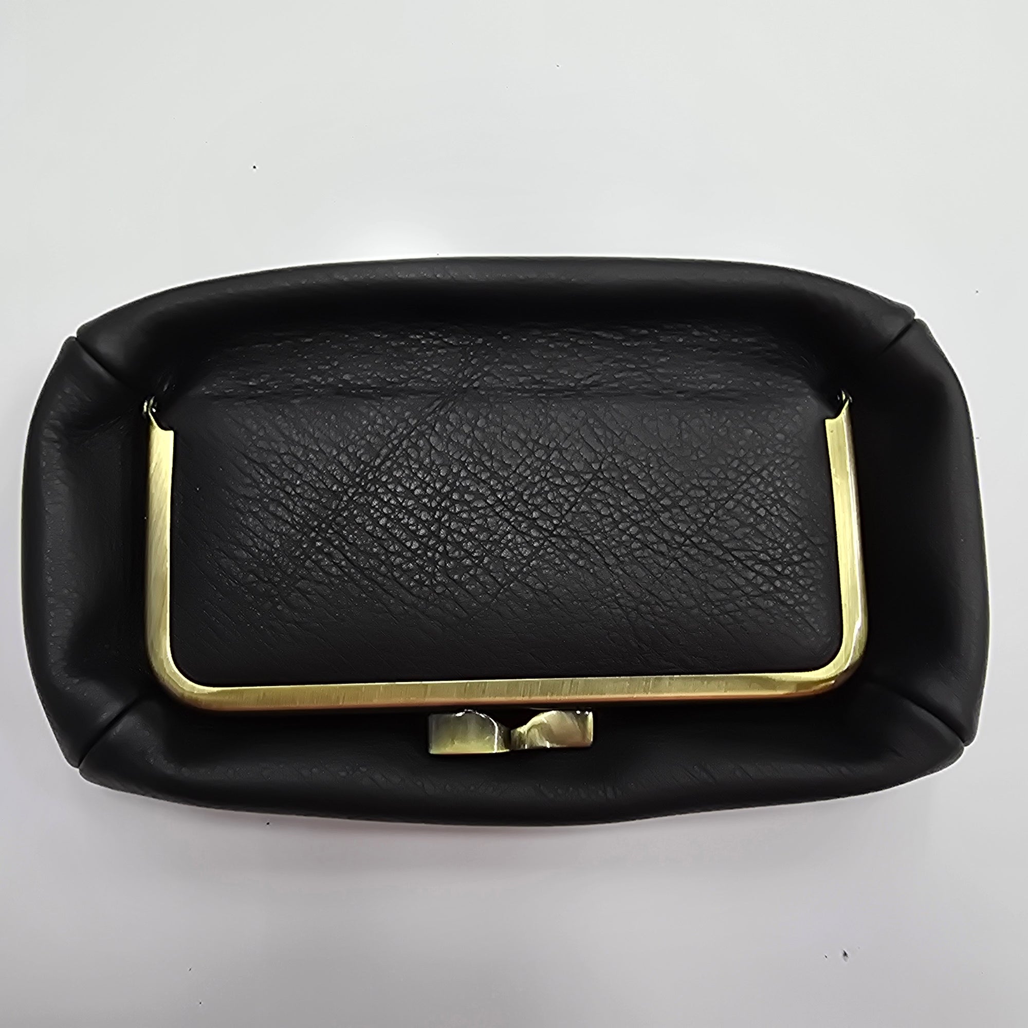 Black Handmade Genuine Leather Travel Bag collapsed sky view