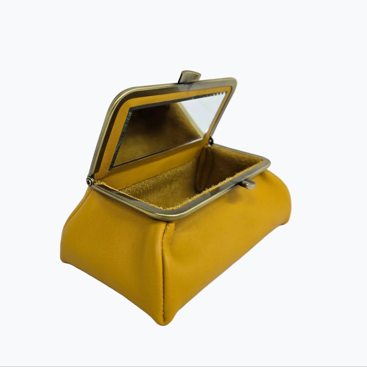Marigold Yellow Handmade Genuine Leather Travel Bag Elegant Cosmetic Bag by Marina Korneev