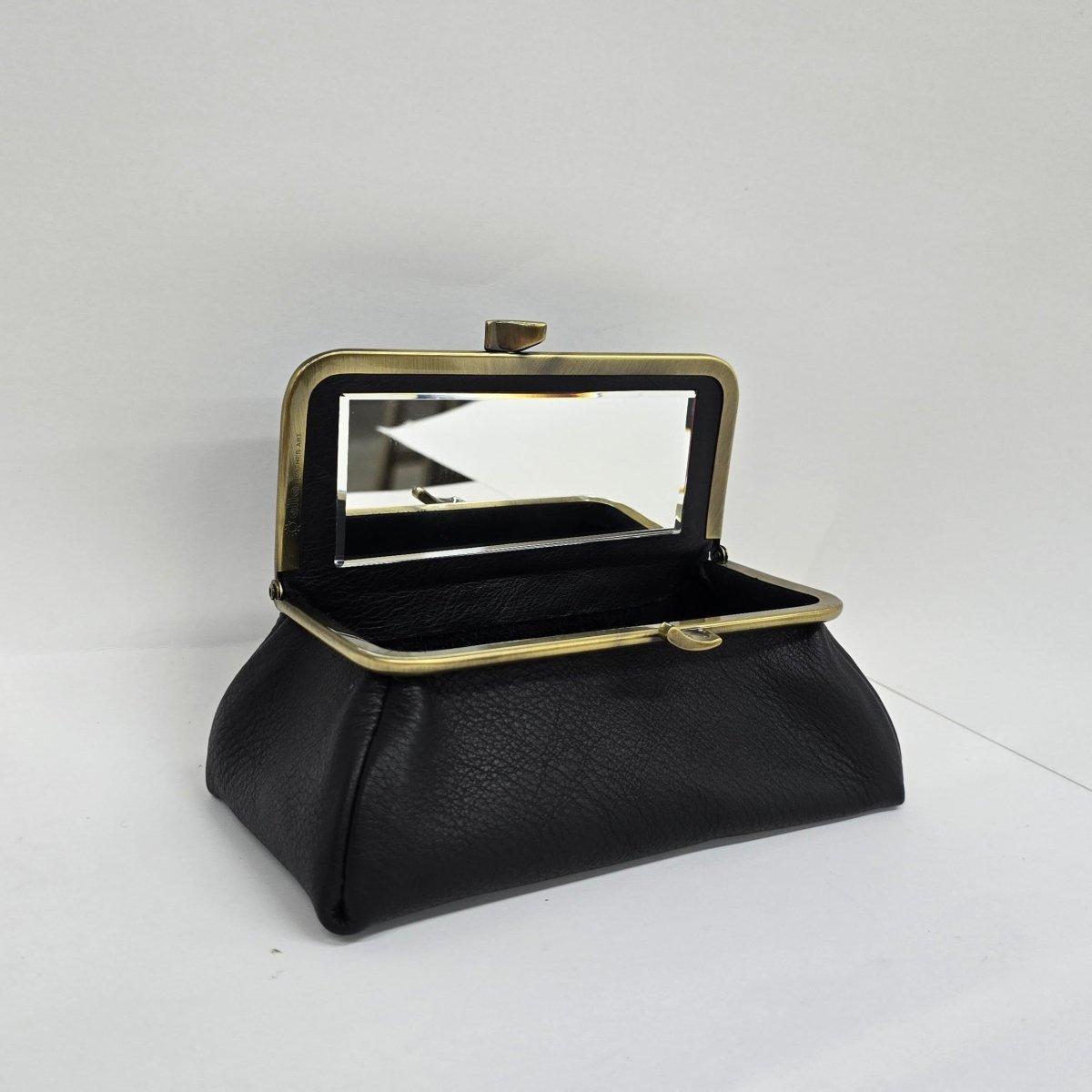Black Handmade Genuine Leather Travel Bag Elegant Cosmetic Bag by Marina Korneev