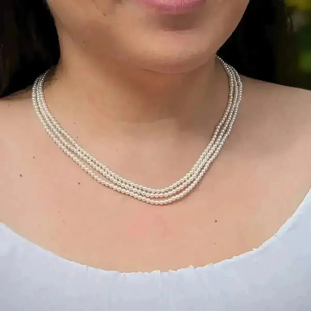 2.5 - 3.5mm White Baby Akoya Pearl Multistrand Necklace - Marina Korneev