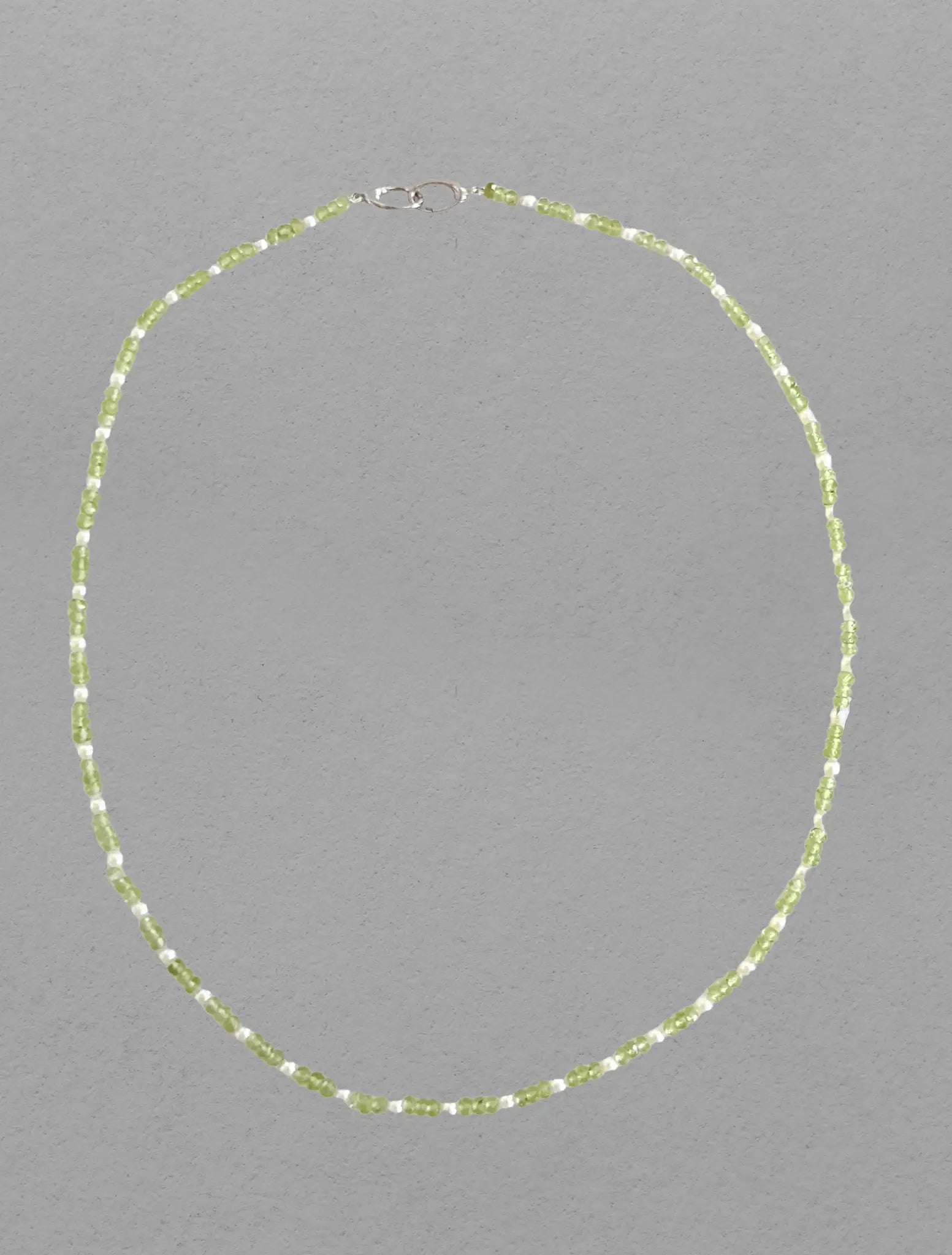 3.0-3.5mm Baby Akoya Pearl and Peridot Beads Necklace - Marina Pearls