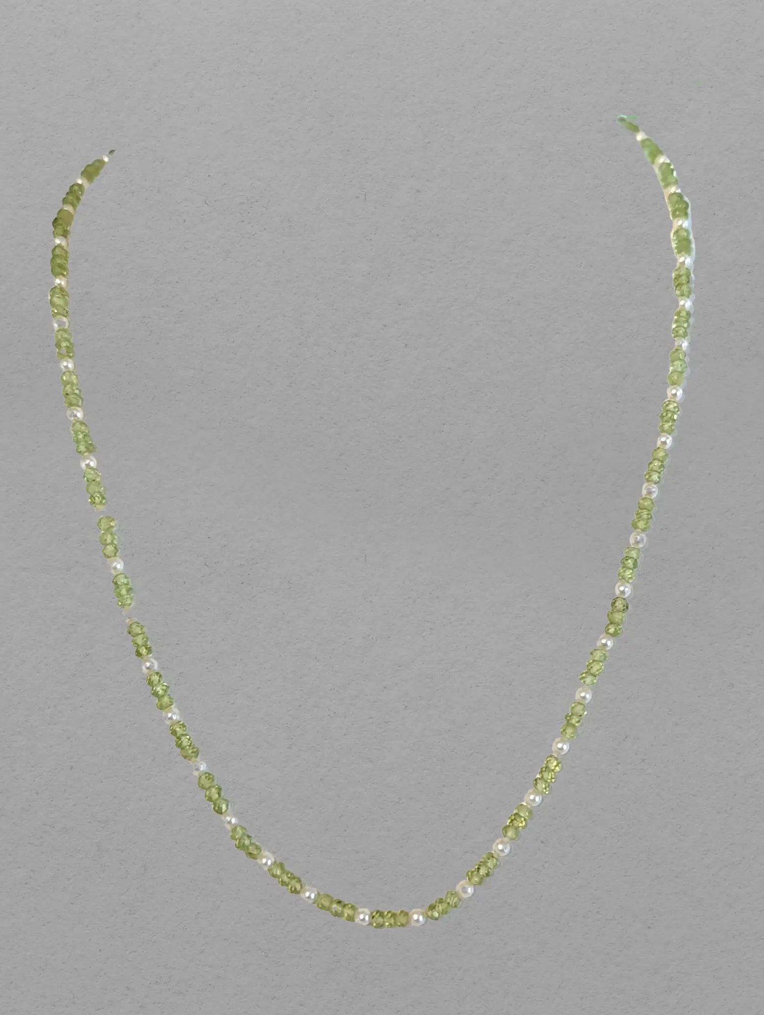 3.0-3.5mm Baby Akoya Pearl and Peridot Beads Necklace - Marina Pearls