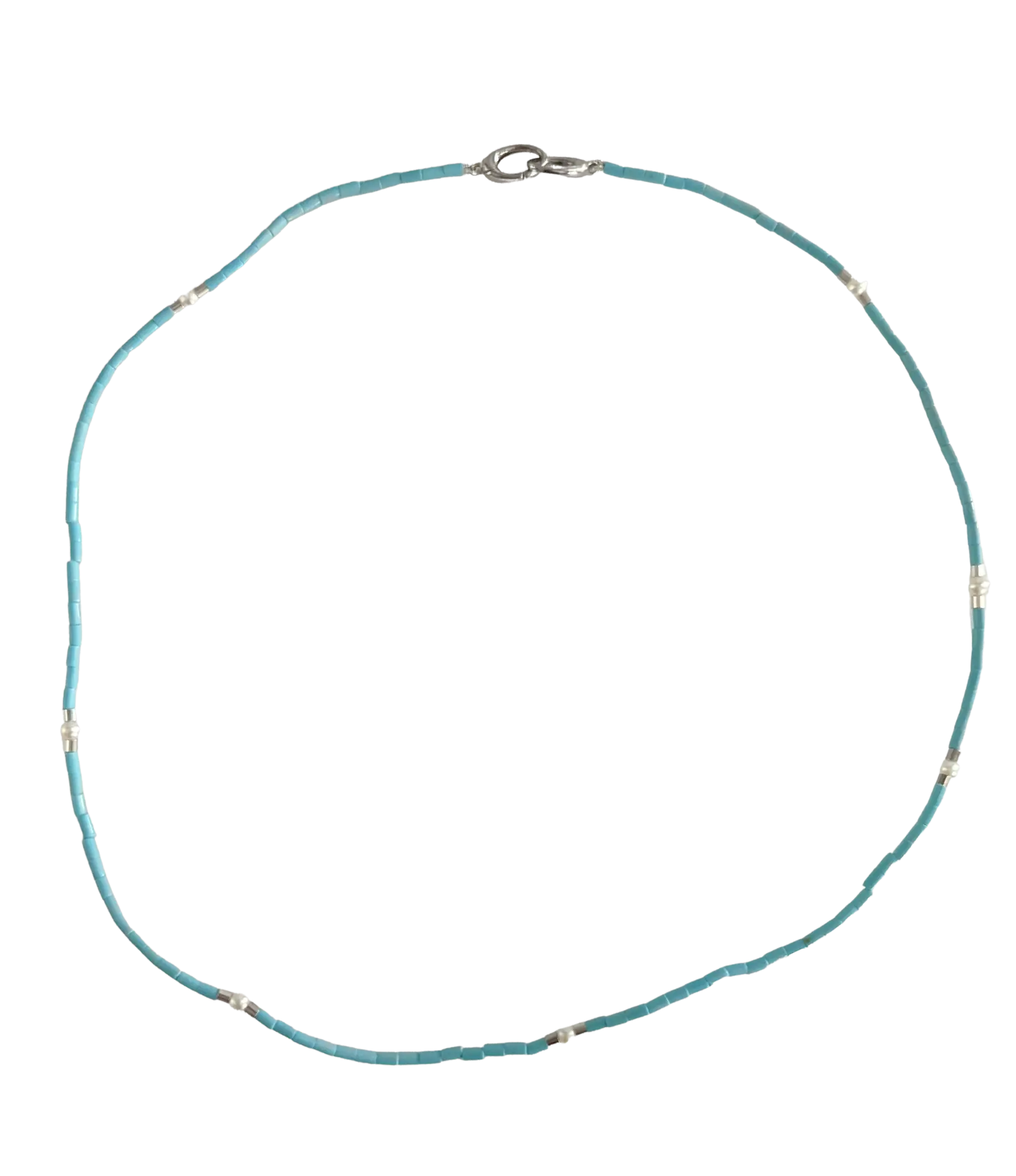 3.0-3.5mm Baby Akoya Pearl with Kingman Turquoise Necklace - Marina Pearls