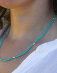 3.0-3.5mm Baby Akoya Pearl with Kingman Turquoise Necklace - Marina Pearls