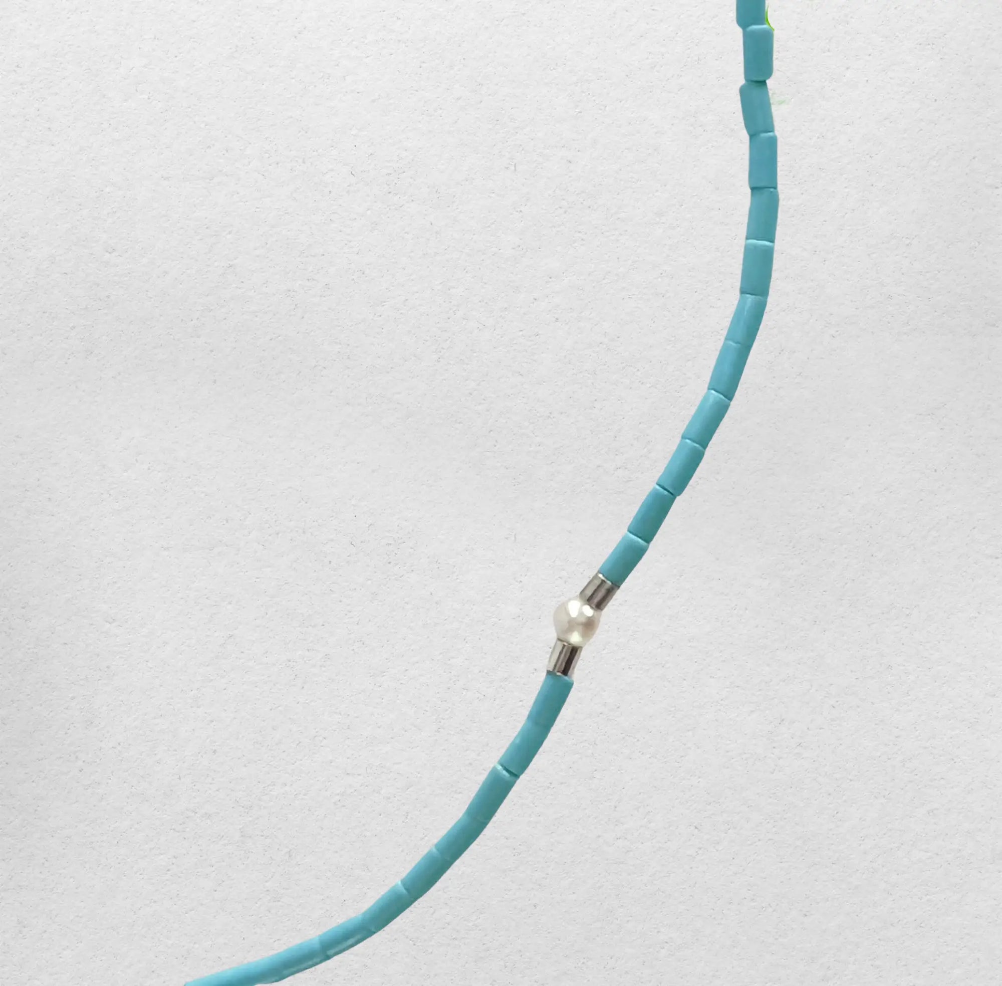 3.0-3.5mm Baby Akoya Pearl with Kingman Turquoise Necklace - Marina Pearls