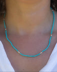 3.0-3.5mm Baby Akoya Pearl with Kingman Turquoise Necklace - Marina Pearls