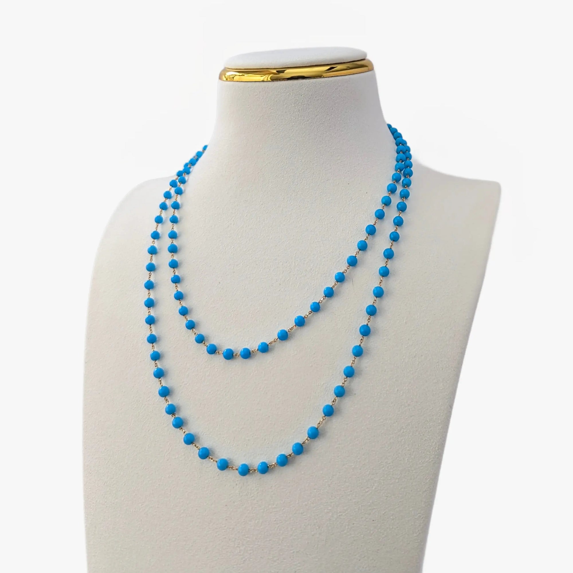 3.0-3.5mm Sleeping Beauty Turquoise Beads Long Station Necklace - Necklaces