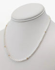 3.0-3.5mm White Seed Bead Nucleated Freshwater Pearl Necklace w/Gold Beads - Marina Korneev