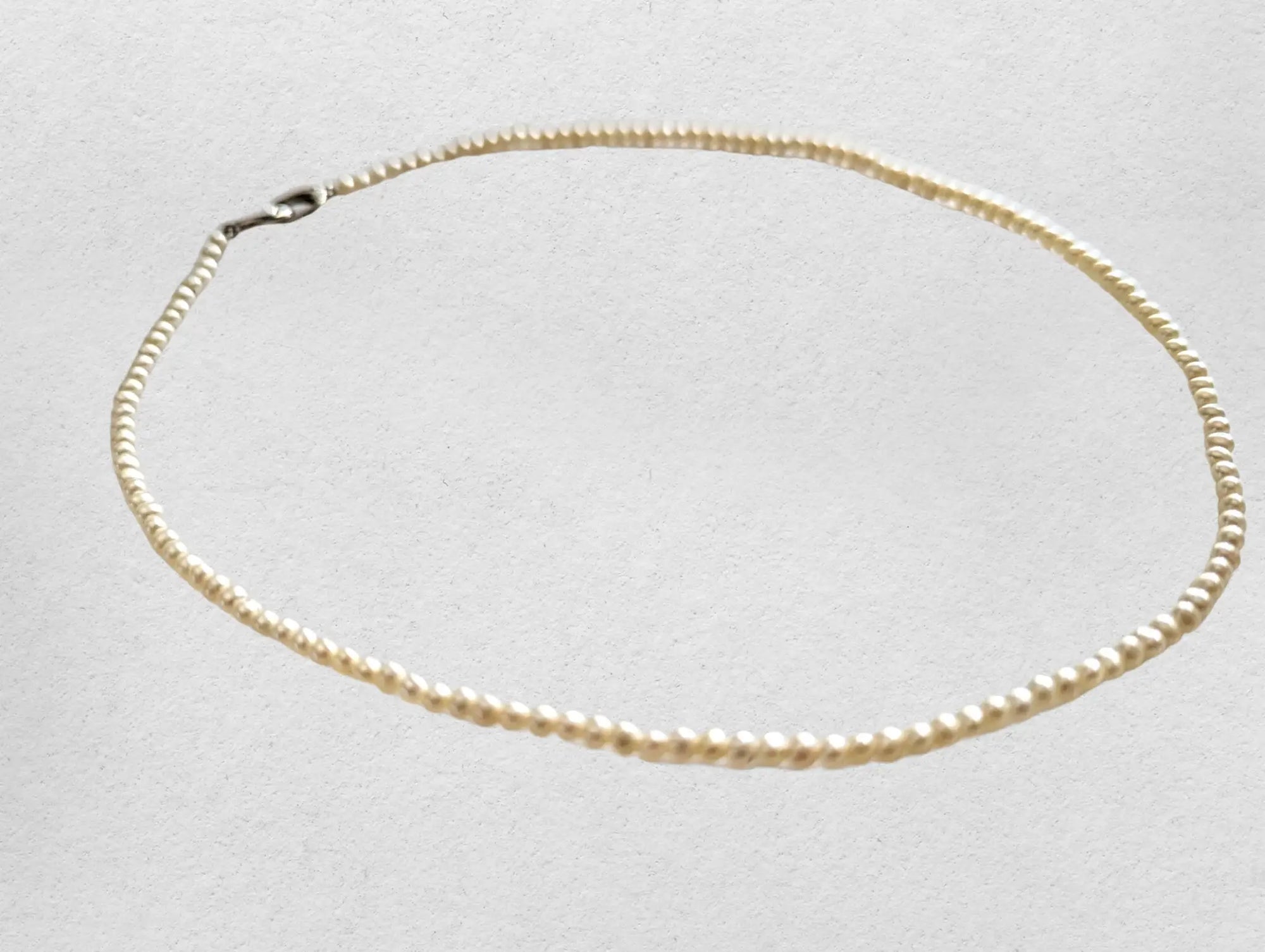 3.0-3.5mm White Seed Freshwater Pearl Necklace Chain with 925 Silver Clasp - Marina Pearls