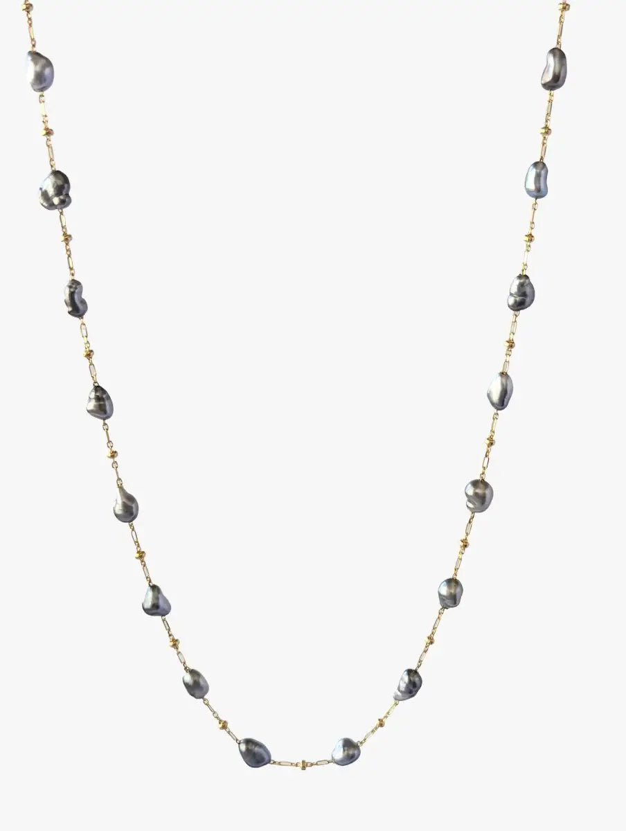 3-4mm Tahitian Keshi Pearl Station Necklace - Marina Korneev FP