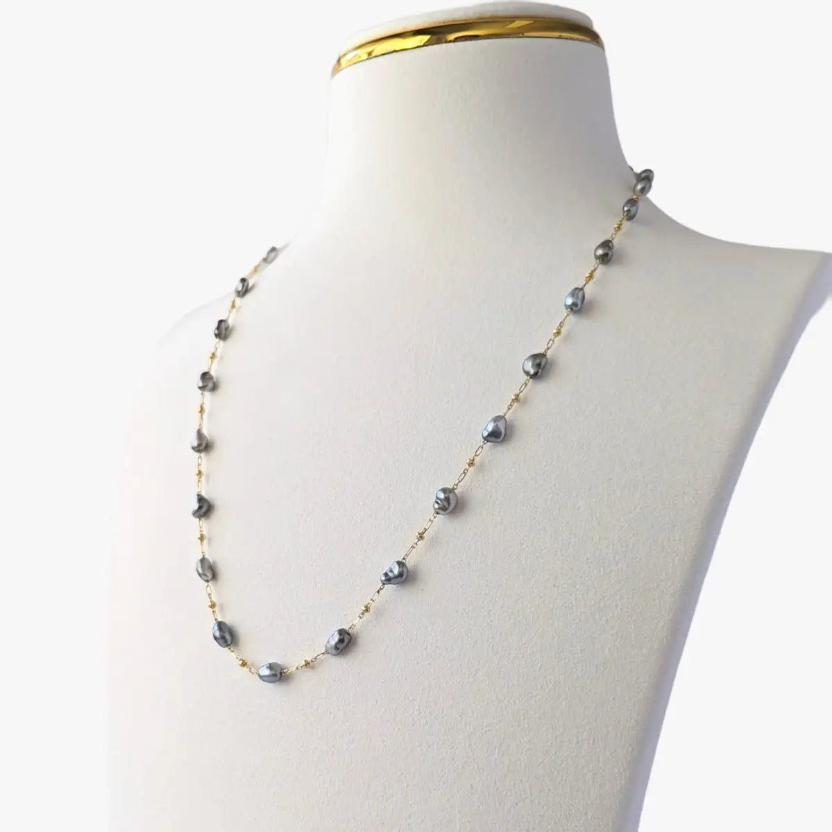 3-4mm Tahitian Keshi Pearl Station Necklace - Marina Korneev FP