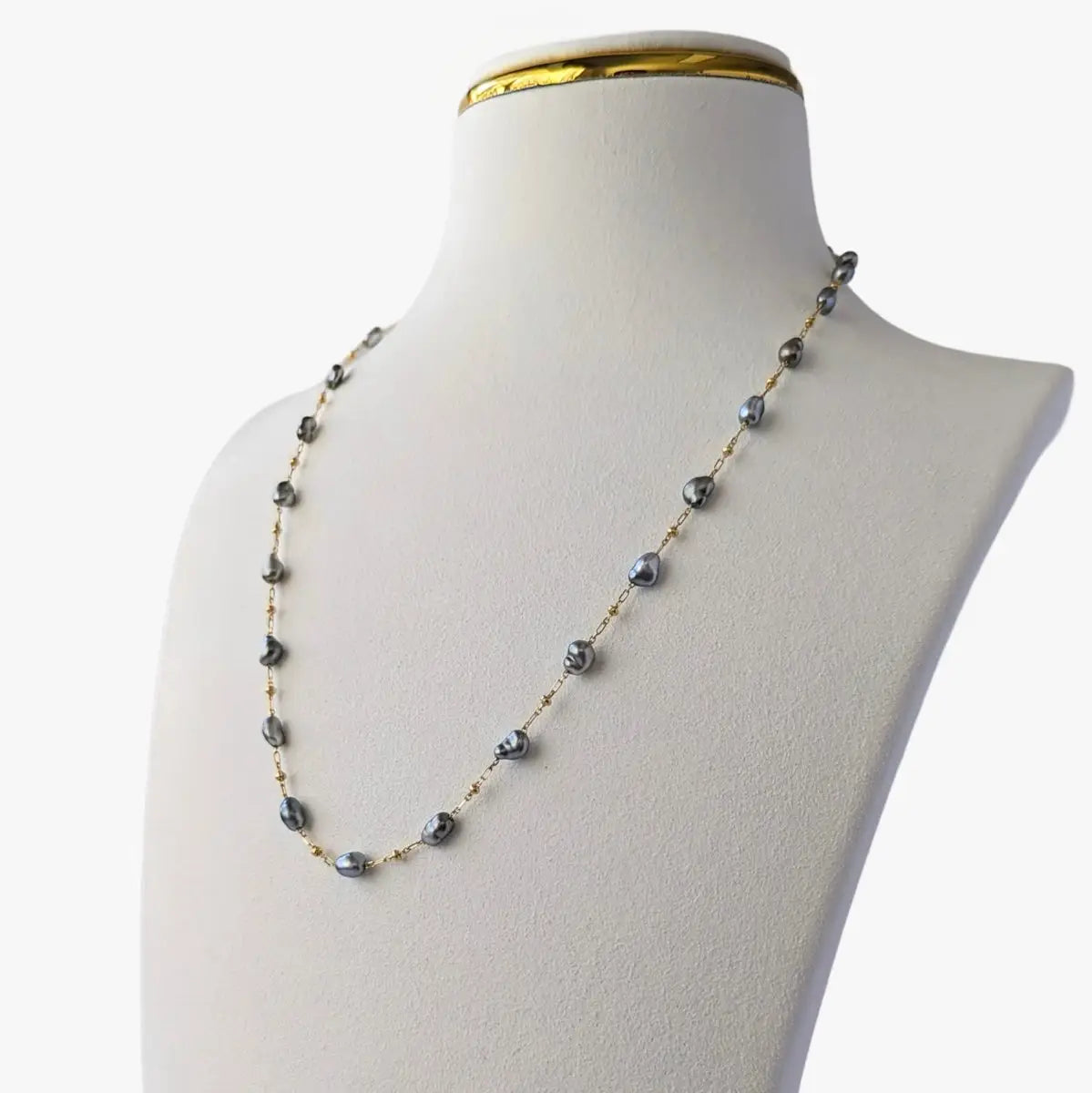 3-4mm Tahitian Keshi Pearl Station Necklace - Marina Korneev FP