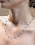 3 - 4mm Tahitian Keshi Pearl Station Stud Chain Necklace - Marina Korneev