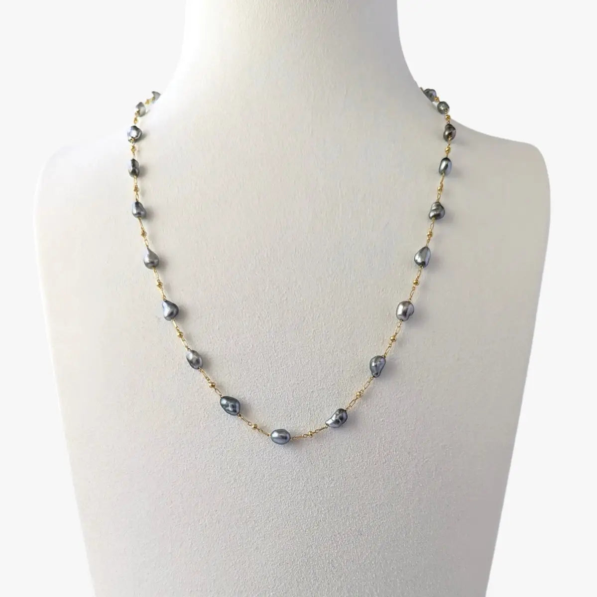 3-4mm Tahitian Keshi Pearl Station Necklace - Marina Korneev FP