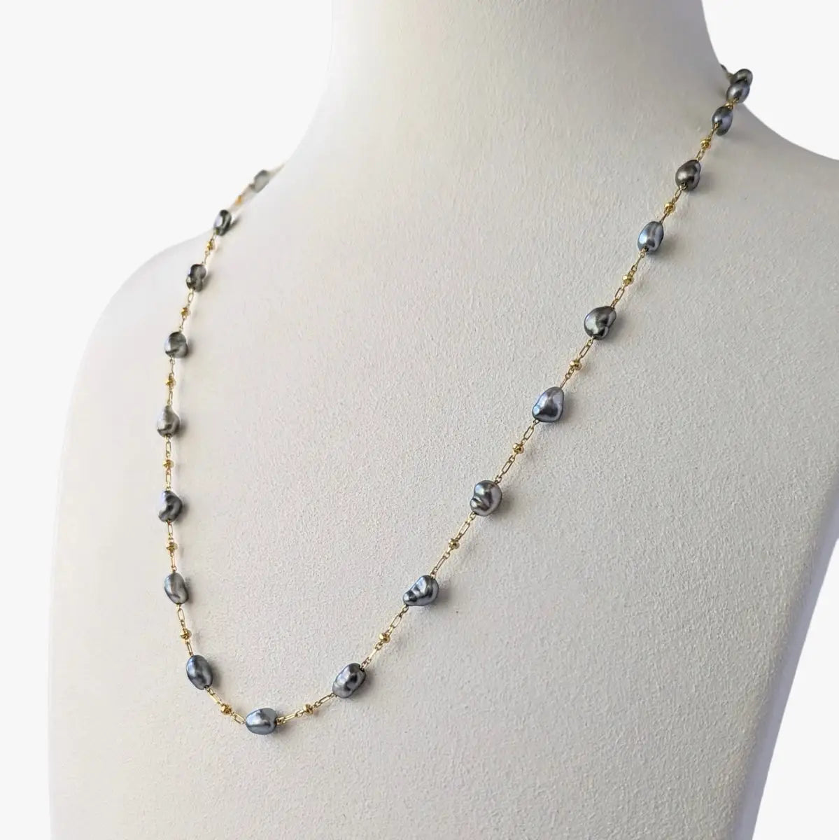 3-4mm Tahitian Keshi Pearl Station Necklace - Marina Korneev FP