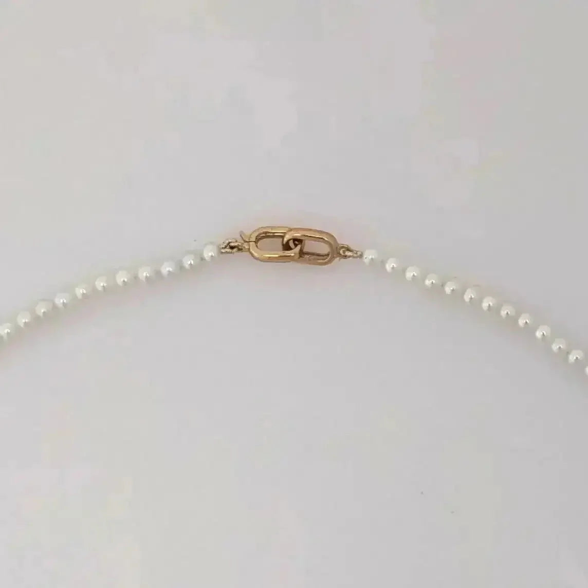 3.0 - 3.5mm White Seed Bead Nucleated Freshwater Pearl Necklace w/Gold Beads - Marina Korneev