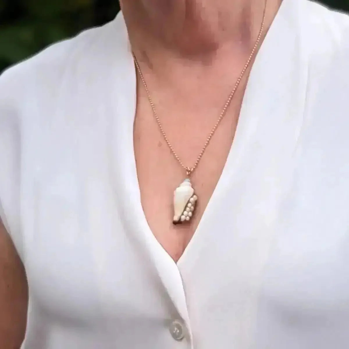 3.5 - 4.0mm Freshwater Pearl and Shell Pendant - Marina Korneev