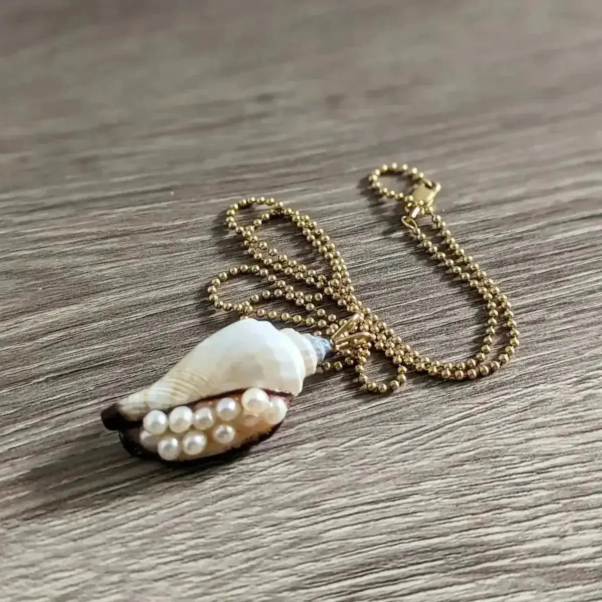 3.5 - 4.0mm Freshwater Pearl and Shell Pendant - Marina Korneev